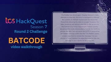 TCS HackQuest Season 07 Round 02 | "Batcode" | Capture the Flag Walkthrough