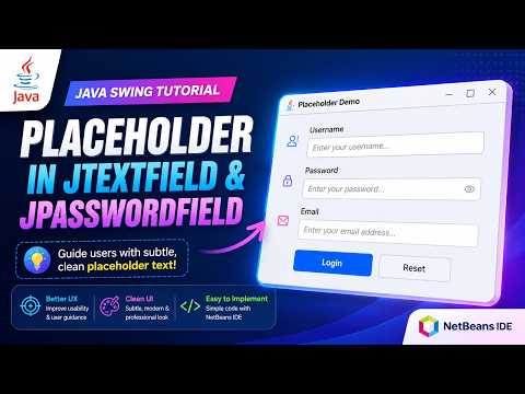Java Swing Placeholder in JTextField & JPasswordField | NetBeans UI Design Tutorial