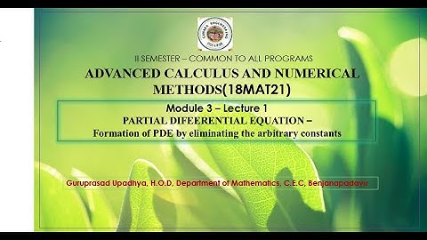 VTU ACNM18MAT21 M3 L1 PARTIAL DIFFERENTIAL EQUATIONS