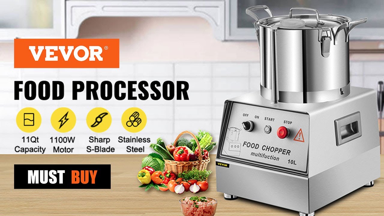 VEVORbrand 110V Commercial Food Processor 2 Feeding Holes, 550W