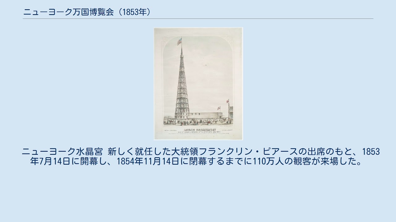 ニューヨーク万国博覧会 1853年 Youtube