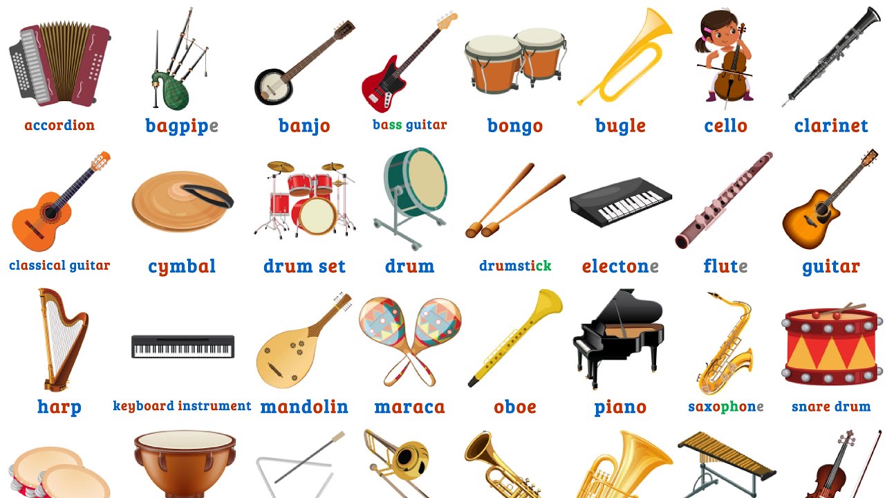 34 เครื่องดนตรี | คำศัพท์อังกฤษ | Musical Instruments