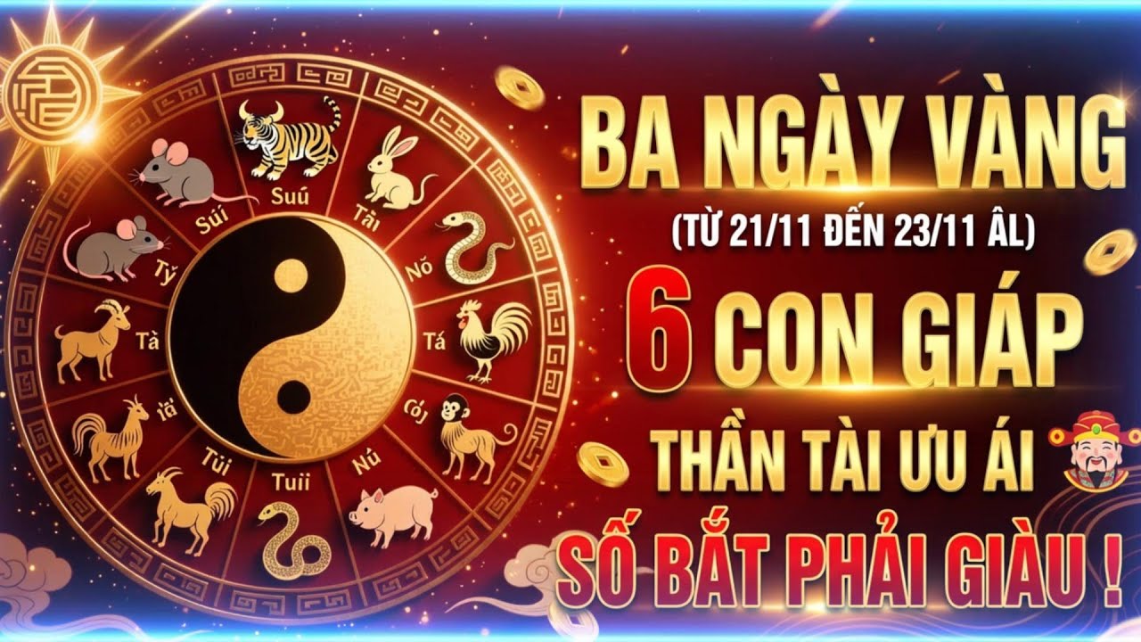 6 CON GIÁP MAY MẮN NHẤT TRONG 3 NGÀY VÀNG 21-22-23/11 ÂM LỊCH | TIỀN VỀ ÀO ÀO, CƠ HỘI THAY ĐỔI ĐỜI !