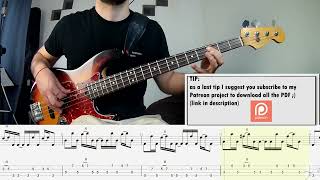 Muse - Hysteria BASS COVER + PLAY ALONG TAB + SCORE PDF