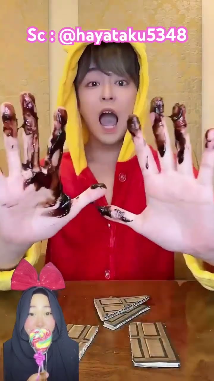 MAKAN COKLAT PAKAI TANGAN ⁉️ Semua Jadi Blepotan ? @hayataku5348 #shorts #funny #dubbing