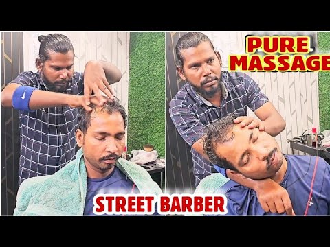Indian Barber,Street Barber Pure Massage Head,Neck,Body,Back, Massage Very Satisfing Work To Sleep 😴