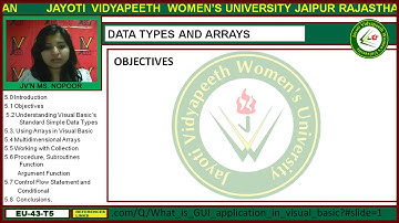 Jayoti Vidyapeeth - Faculty of Engineering and Technology - Data Type and Array