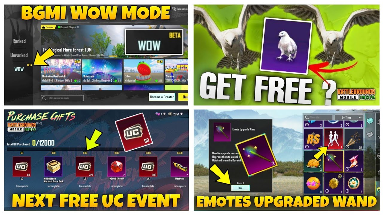 🔴Good News/Bgmi Wow Mode/Bgmi Falcon Event /Bgmi Free Bonus Uc Event ...
