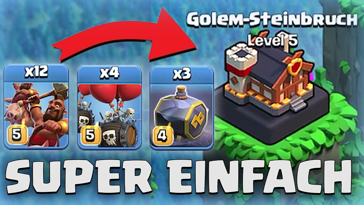 Clash Of Clans Eigenes Dorf Angreifen GOLEM STEINBRUCH richtig Angreifen in der Clanstadt | Clash of Clans