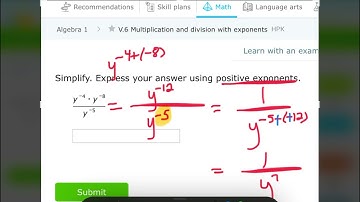 Math I XL V.6 Multiplication and division with exponents
