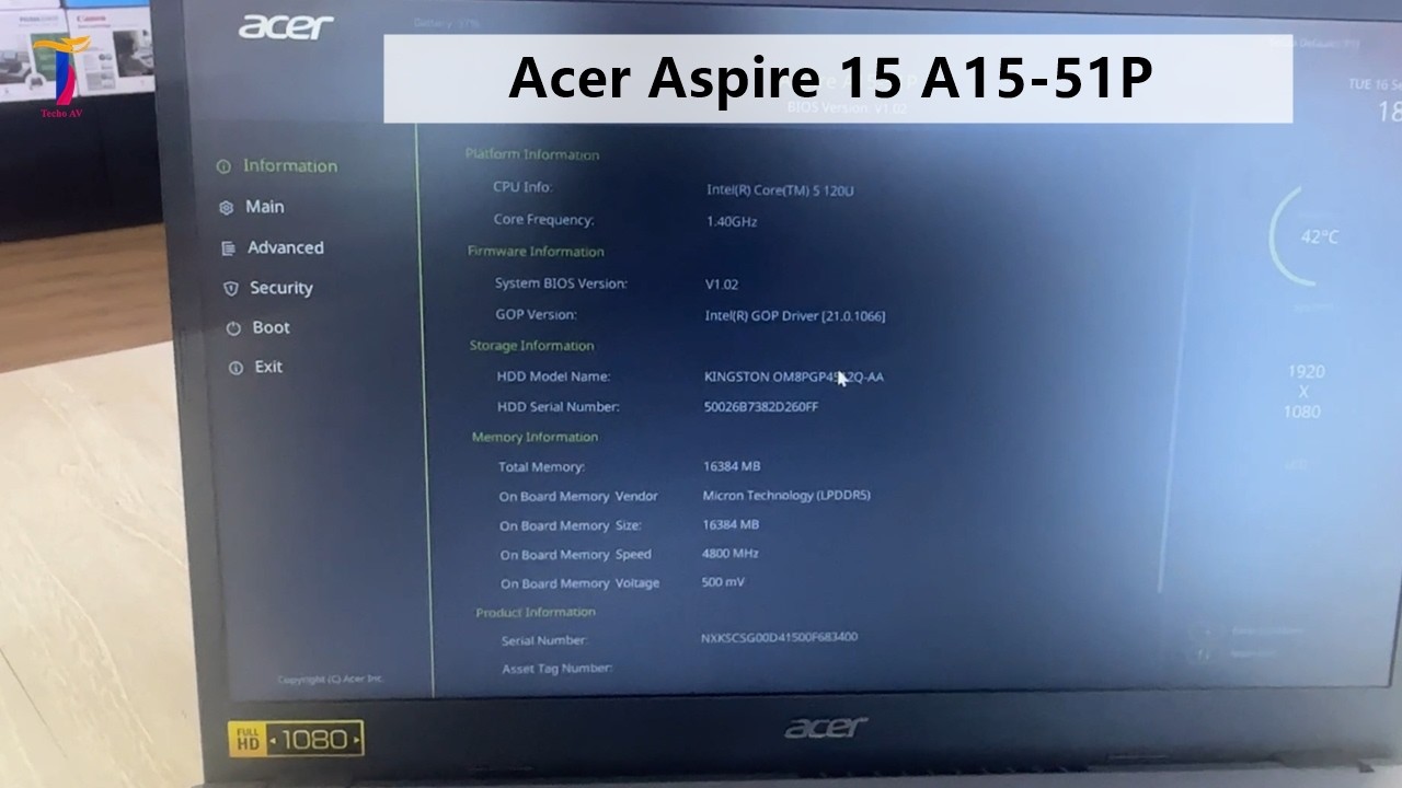 Acer Aspire 15 A15-51P – How to Enter BIOS & UEFI Boot Menu