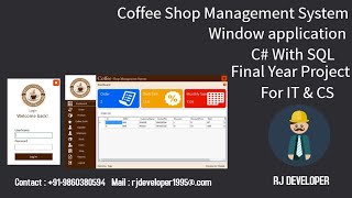 Coffee Shop Management System  | Final Year Project | Web Application Window Application C#
