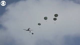 Parachutists recreate jumps from planes in honor of 80th Anniversary of D-Day