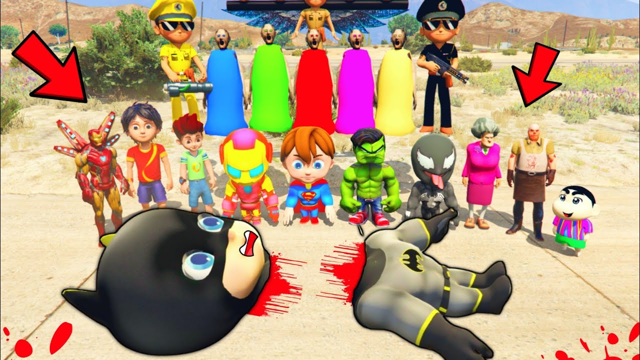 BATMAN BABY Killed by KAMLA🥵 Shinchan😭 Little Singham kicko Granny 😍in GTA 5 Gameplay