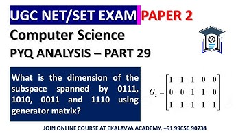 (Tamil) TNSET 2021 | Paper 2 Computer Science | Dimension of Subspace  | UGC NET | PGTRB CS | P- 29