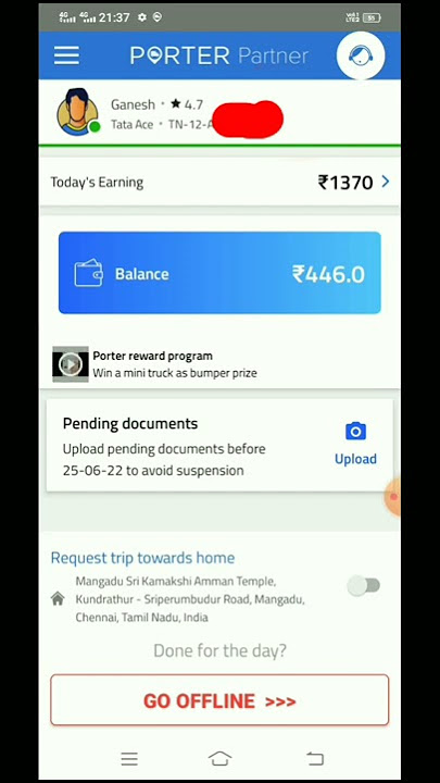 PORTER 1day collection Tamil ( Review) RS1500 🤑 8Hrs TATA ACE #porter #portertamil