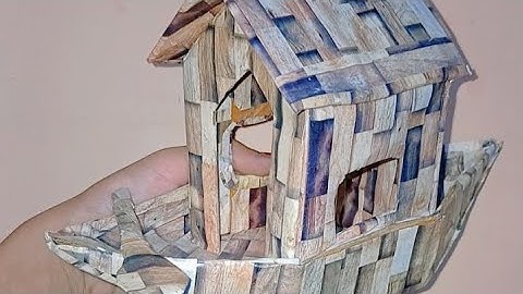 Summer vacation crafts cardboard boat house 🏠 #viralshort #diy #mustseeart#art#dollhouse #boathouse