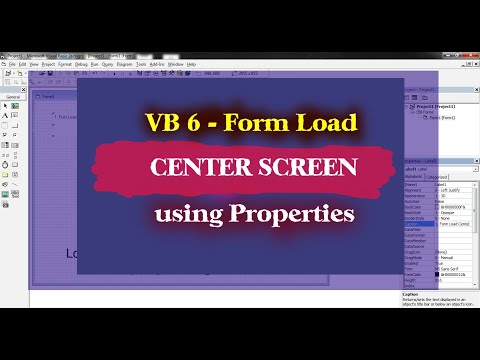 VB6 Classic - Form Load Center Screen Setting the Properties (Without Code)