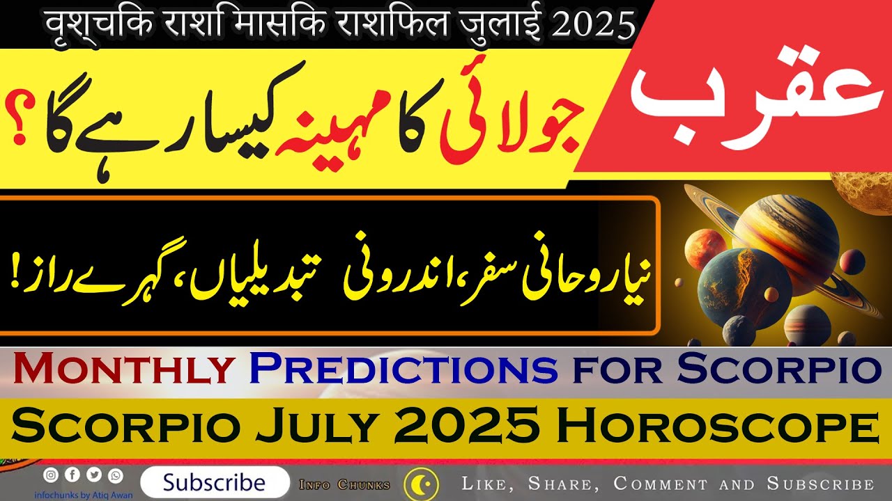 Scorpio Monthly Horoscope — Monthly Forecast for July 2025 — برج عقرب July ka Mahina Kaisa Rahe
