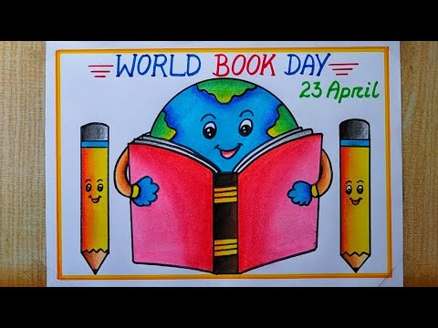 World Book Day Poster Drawing easy,23 April | How to draw World Book Day drawing