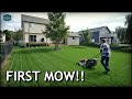 When To MOW, WATER, FERTILIZE New Lawns // FIRST MOW on Tall Fescue