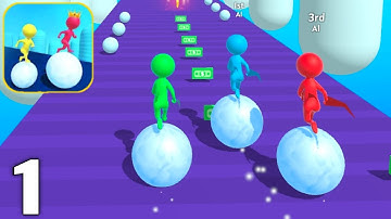 Snow Ball Run - Max Level Gameplay Walkthrough Part 1 All Levels 1-15 (Android & iOS)