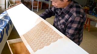 The process of making Noren (Japanese shop curtains). Amazing Skills of a Japanese Master!