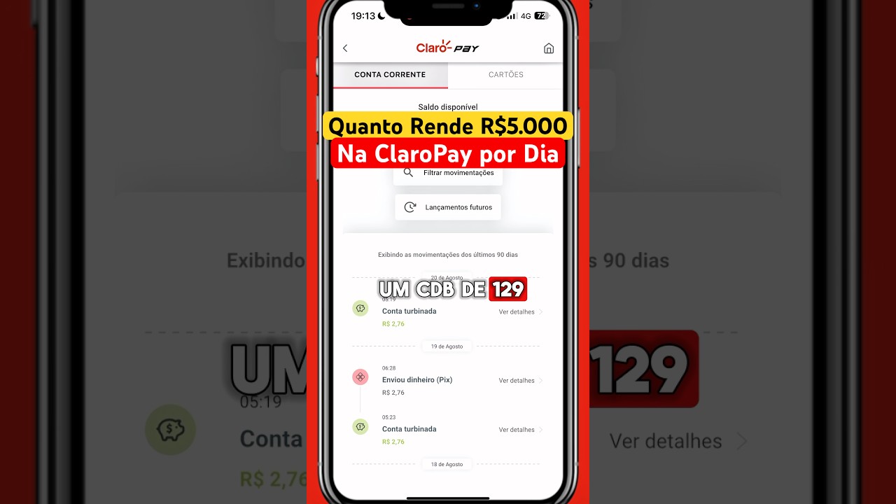 Quanto Rende R$ 5.000 Reais na ClaroPay ?