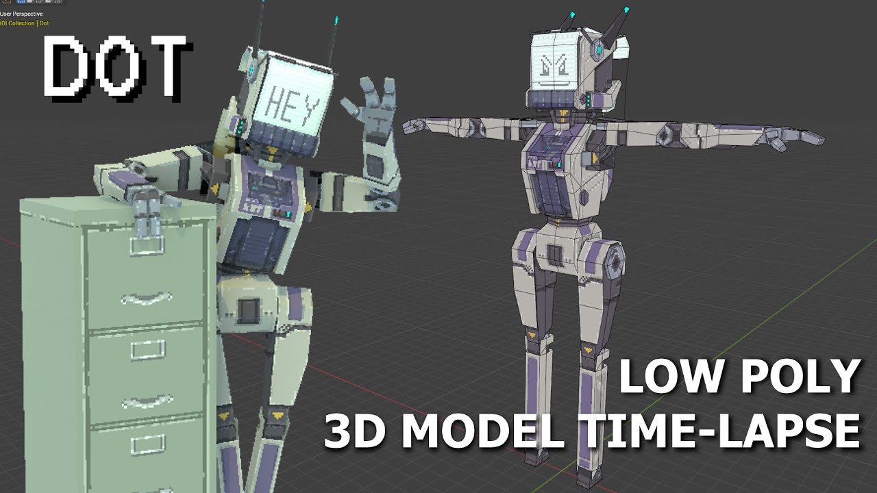Dot - Low Poly Robot Render - 3D Model Time-lapse - YouTube