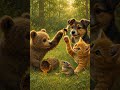 Dog, Cat & Mouse Share Honey with a Bear — Sweetest Forest Moment! 🐻🐾 #animalanimation #cat #dog
