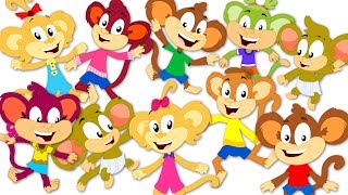 Ten Little Monkeys Jumping On The Bed | Monkey Nursery Rhymes | Kids Songs For Children