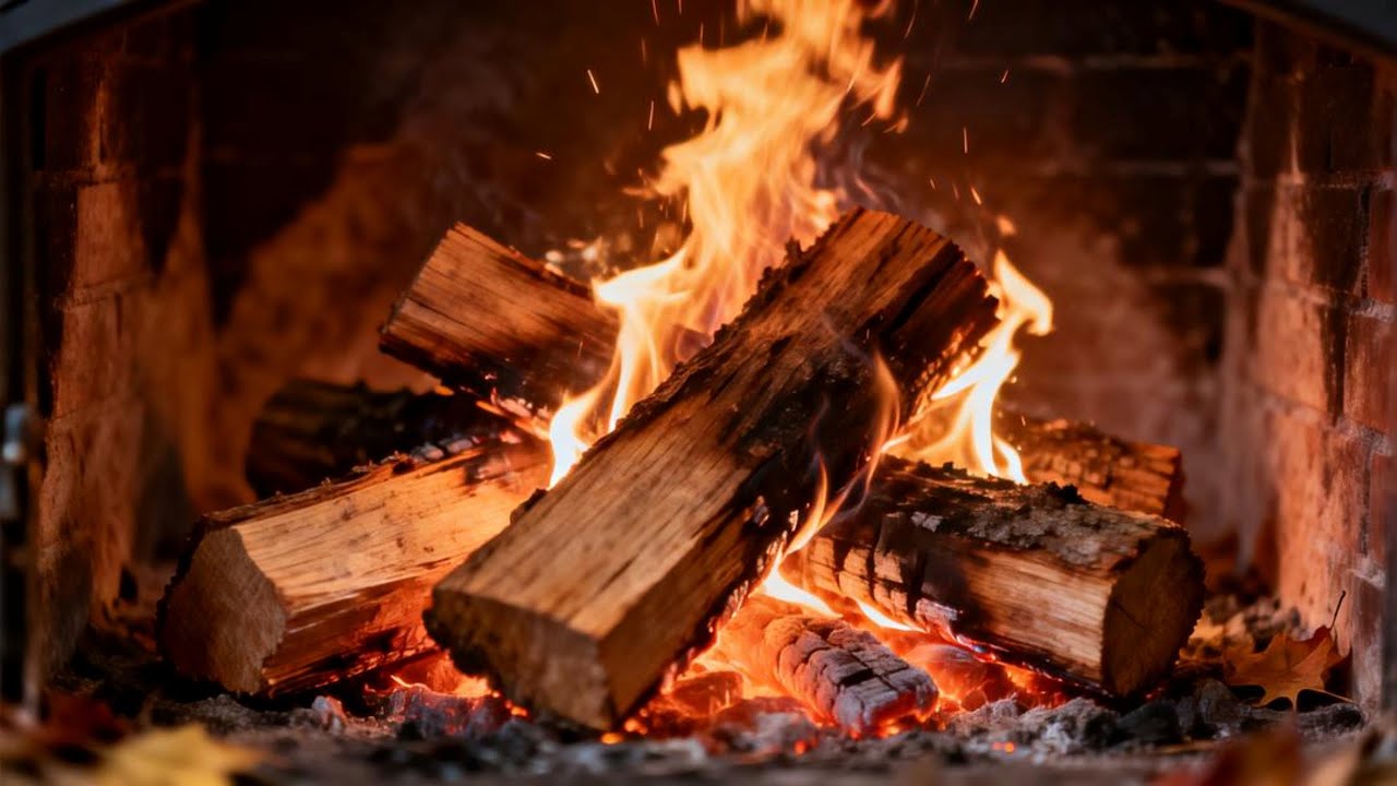 Cozy Cabin Fireplace 4K Crackling Fire for Deep Sleep Relaxation Calm Night Ambience