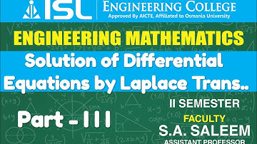 Differential Equations by Laplace Transforms