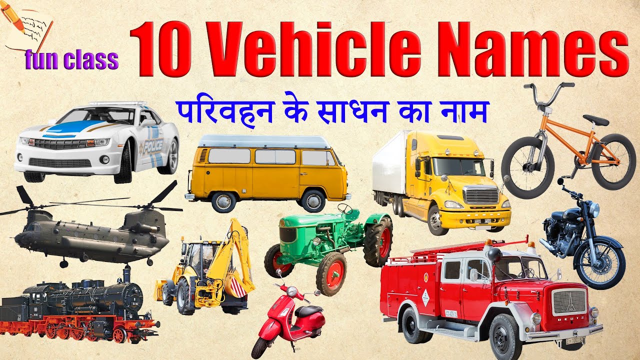 10 Vehicle Name for Kids | Learn Transport Names with Fun Pictures & Sounds