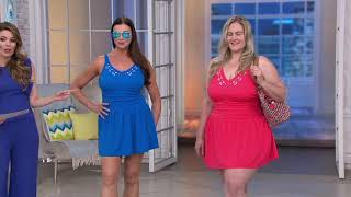 Denim & Co. Beach Laser Cut Swim Dress On Qvc