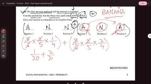 PROBABILITY | O LEVEL - MATH | 4024 | PAST PAPER QUESTIONS