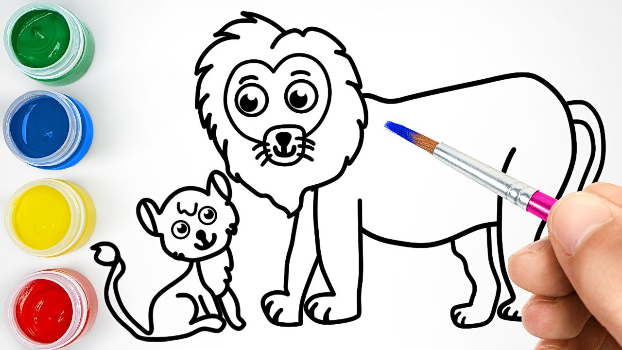 Drawing Lion Family || Fun Educational Video For Kids & Toddlers - YouTube
