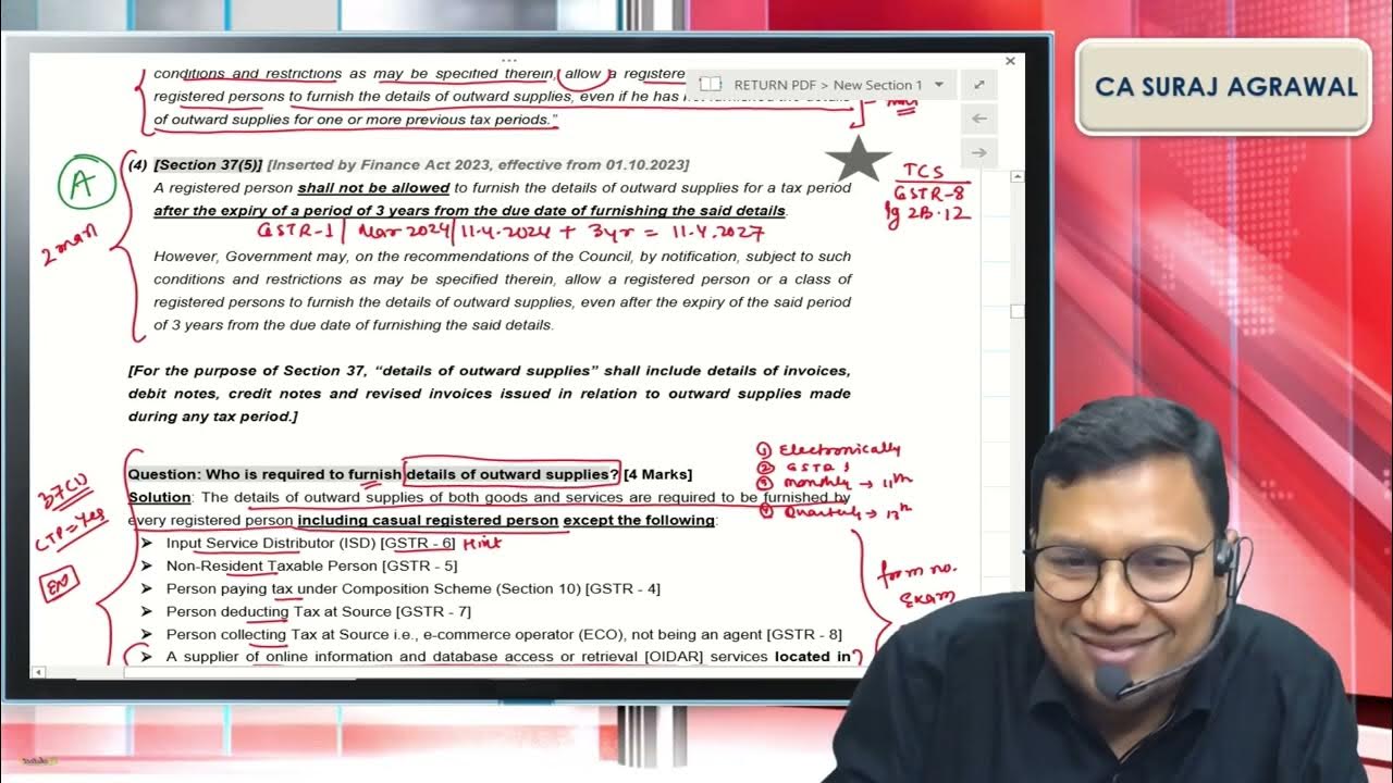 Amendment in gst return chapter may june 2024 exam onwards youtube