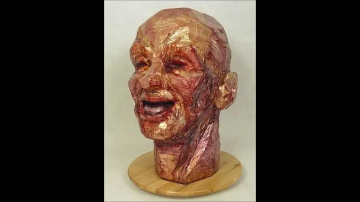 wood sculpture "Laugher", expressive laughter by V...