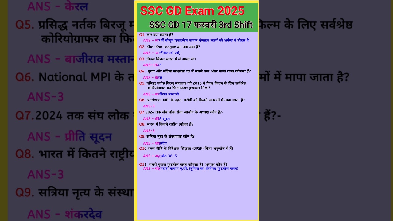 SSC GD Exam Analysis 2025|SSC GDQuestion Paper 2025 |17Feb 3rd Shift |SSC GD Paper Solution