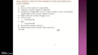LAB EXERCISE 3 :ARM  cortex M assembly code to find number of ones and zeros in a 32 bit number Wealth