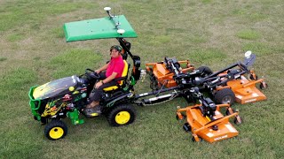 Stressing the Deere 1038X  FJD Autosteer & 12' Woods Batwing Finish Mower