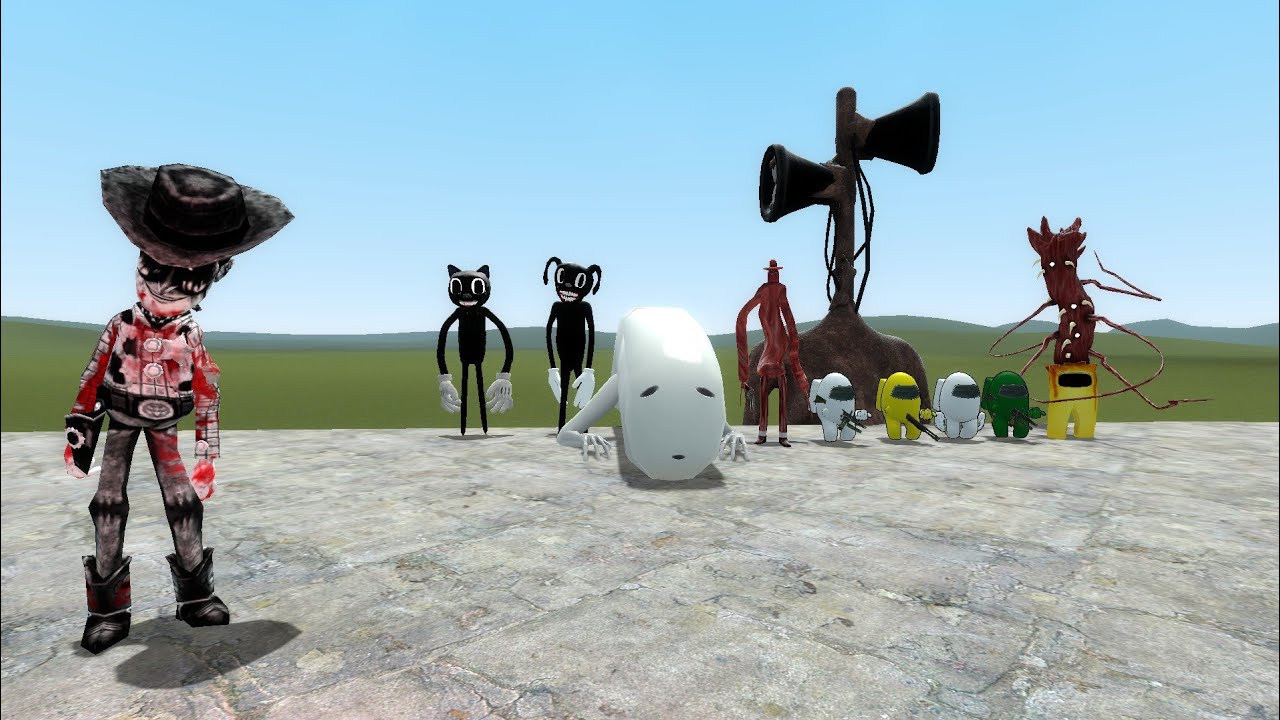 CURSED WOODY  VS AMONG US CREATURES!!! Garrys Mod Sand Box