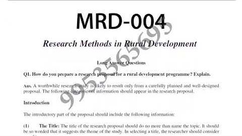 MRD-004 Solved Assignment 2019-20 | Research Method in Rural Development