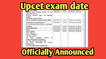 Upcet exam date | Announced | 6th September | Shubham Singh