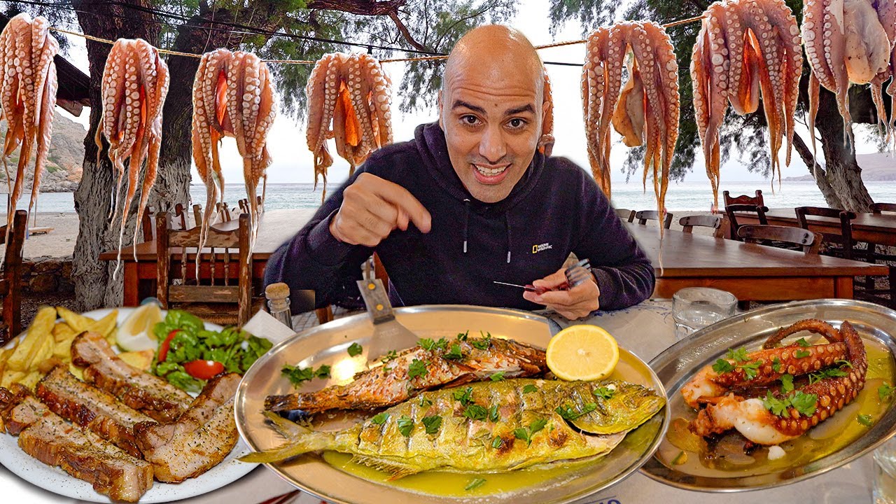 БЕЗУМНАЯ греческая уличная еда 🇬🇷 КРИТСКИЙ РАЙ МОРЕПРОДУКТОВ + Свинина барбекю по-деревенски + 10...