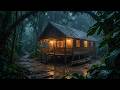 Heavy Rain Falling Outside Cabin 🌧️ Calm Rain Ambience for Sleeping and Stress Relief Tonight