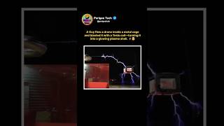 Drone Survives Inside a Tesla Coil Plasma Cage! 🤯⚡#shorts #TeslaCoil #Plasma #DroneTech #physics