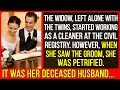 The woman got a job as a cleaner at the civil registry and she saw her husband