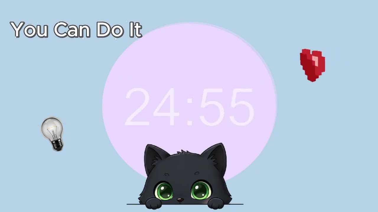 No Excuses. The Black Cat Is Watching. | 30/5 Pomodoro Lo-Fi Study Timer. 2 HOURS 🐈‍⬛🖤